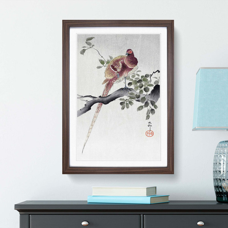 Copper Pheasant by Ohara Koson - Framed Print, 36cm H x 27cm W x 2cm D, Walnut Framed