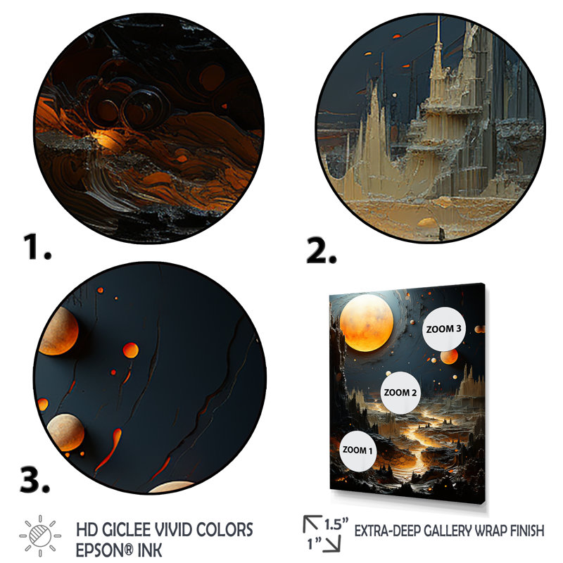 Planète céleste dans le système solaire I - art mural de la planète espace, Cadre flottant noir, H 32 po x l 16 po x P 1 po