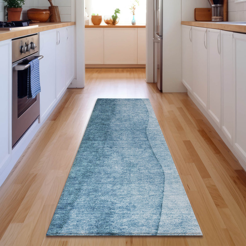 Premium Machine Washable Cerrito Blue Rug, Runner 2'3" x 7'6"