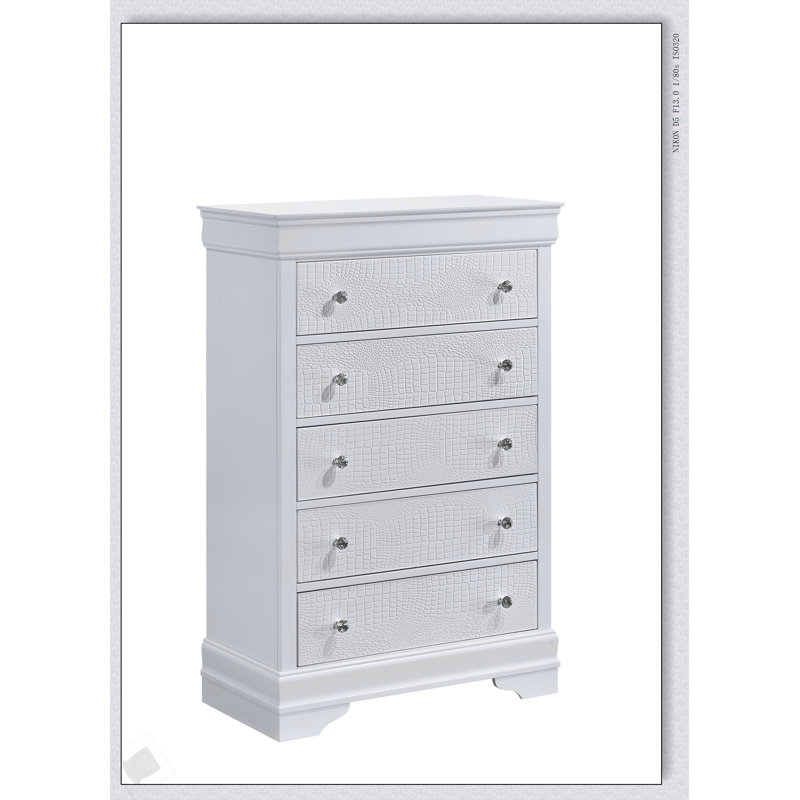 Commode 5 tiroirs Blaze, Blanc