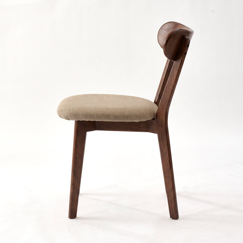 Solid Oak Upholstered Dining Chair with Removable Cover - Set of 4