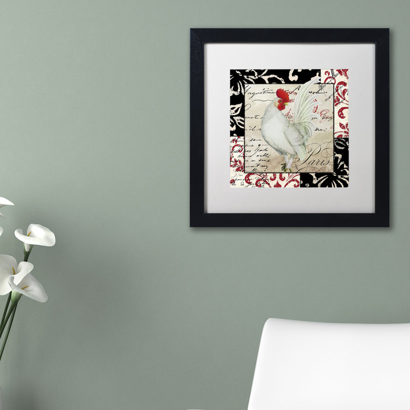 «Europa White Rooster» par Jadaya, impression encadrée, H 11 po x l 14 po x P 0,5 po, Blanc