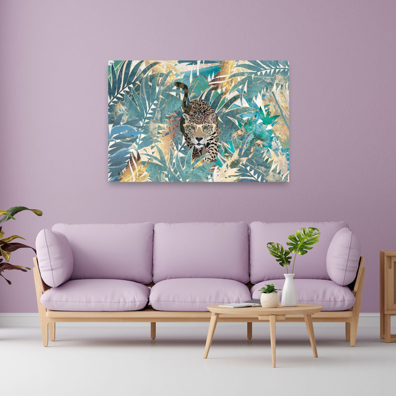 Stylish Leopard Jungle Abstract Palm Animal Forest Wall Art Print 1 Piece Wrapped Canvas Wall Art, 101.6cm H x 152.4cm W