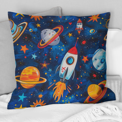Coussin décoratif bleu, bleu et rouge