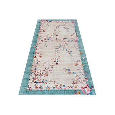 Machine Woven Beige/Teal Rug