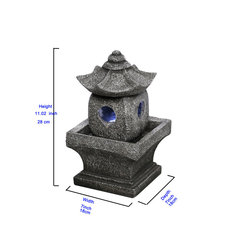 Resin Pagoda Fountain with LED Lights