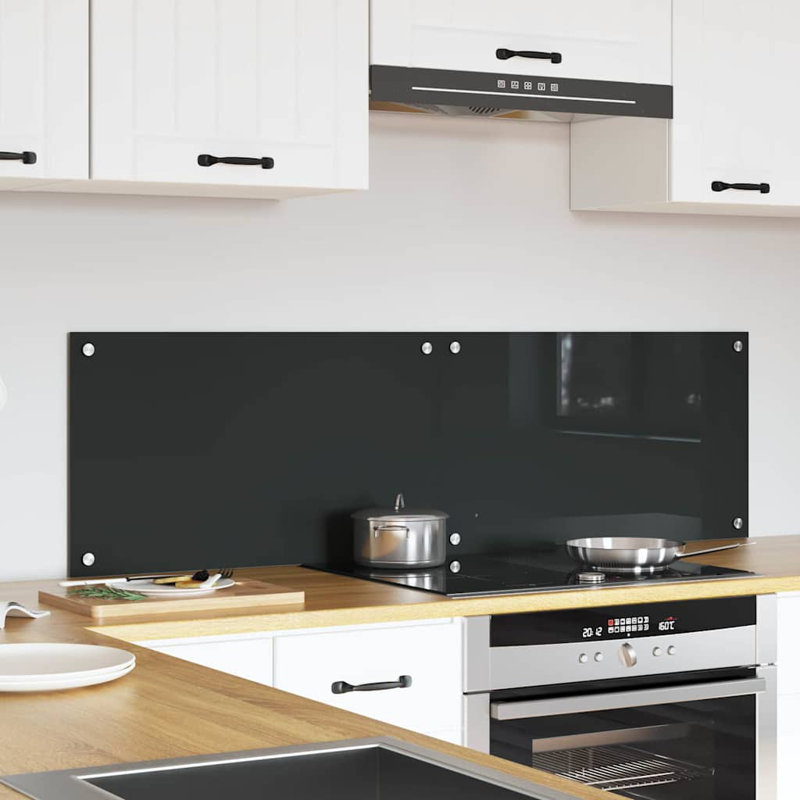 Vidaxl Kitchen Backsplash White 80 X 40 Cm Tempered Glass, Dark Grey, 40cm H x 70cm W