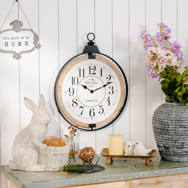 Oversized Old Town Round Frame With Top Loop Wall Clock