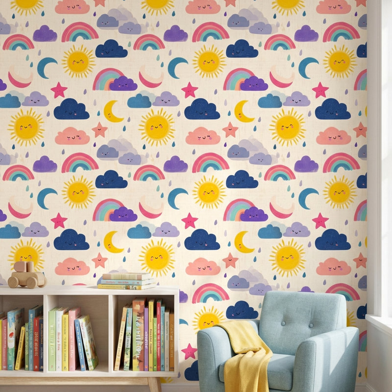 Papier peint décoratif pour chambre d'enfant, Non tissé, non collé