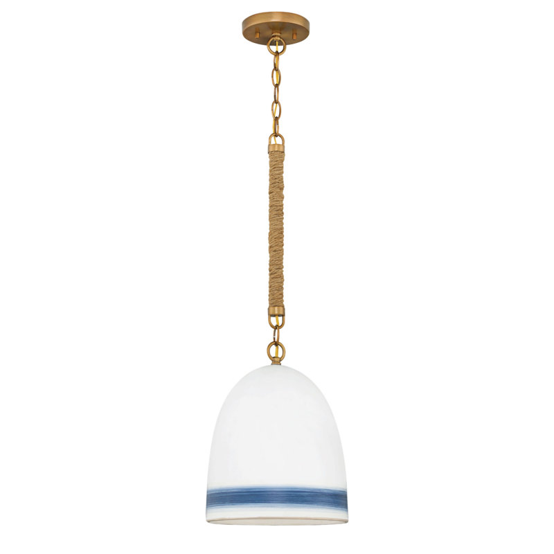 Luminaire suspendu à intensité variable pour plafond incliné 1 lumière Karissa , Laiton antique, Rayé bleu marine / blanc