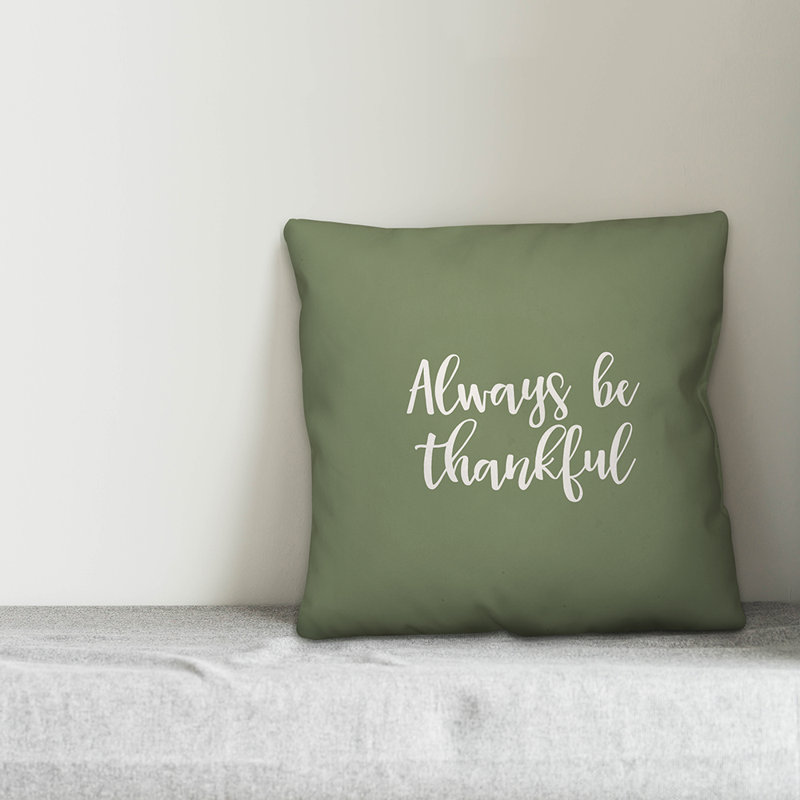  Oreiller Always Be Thankful, vert, Housse de coussin