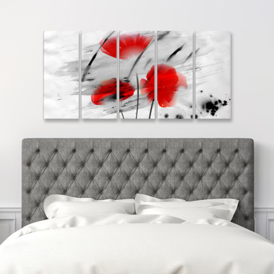 Reproduction d’art graphique sur toile tendue « Painted Petals III » par Tristan Scott-5 pièces