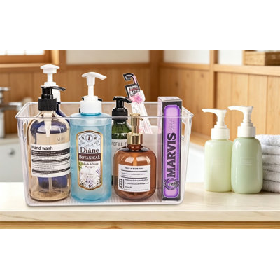 Storage Bins, Clear Plastic, Large, 6 Pack