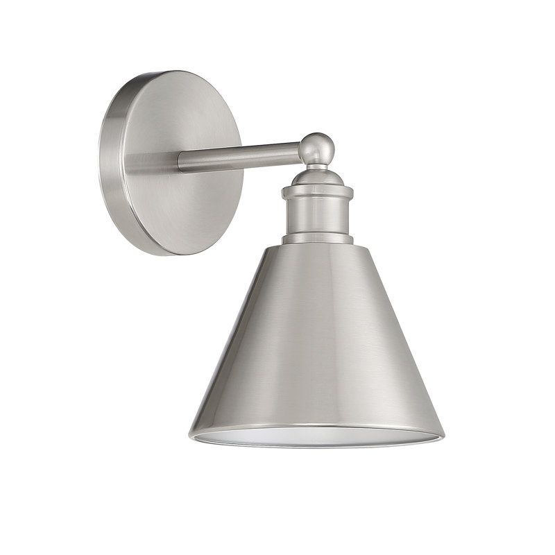 Applique murale 1 lumière Meridian en nickel brossé, Nickel, Nickel