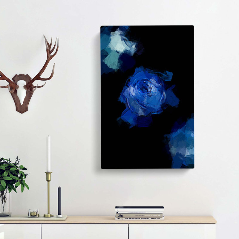 Trio of Blue Roses in Abstract - Wrapped Canvas, 50cm H x 35cm W x 3cm D