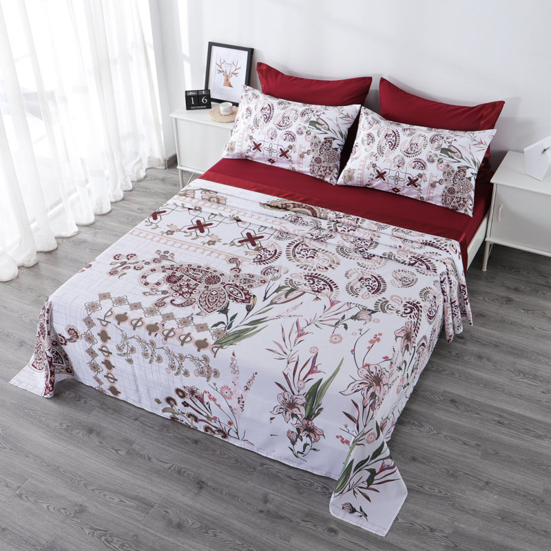 Ensemble de draps 6 pièces Polycotton, Courtepointe pour grand lit + 5 pièces supplémen, Labyrinthe de maïs