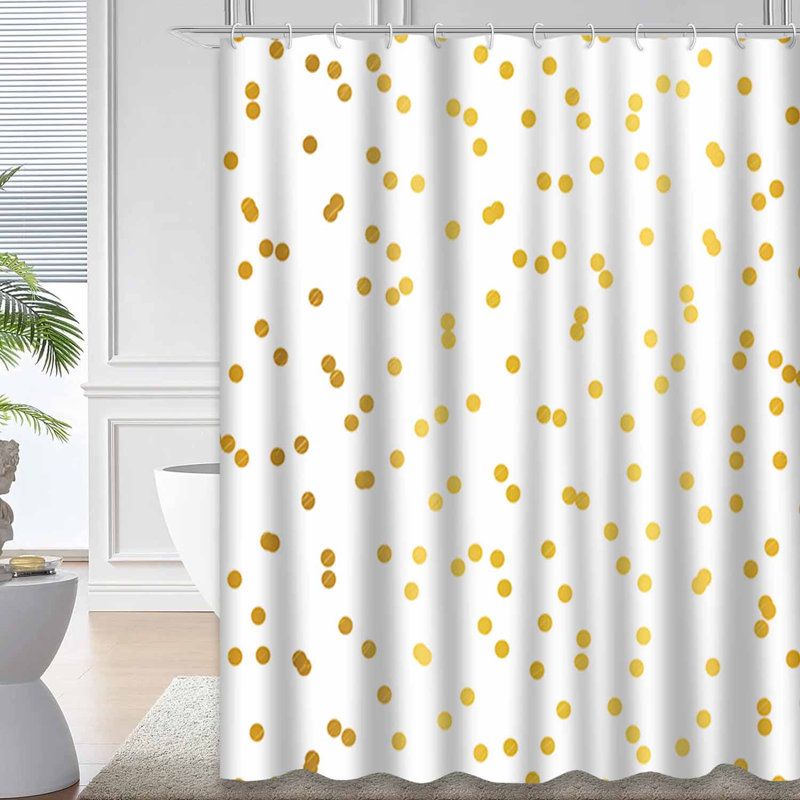 Rideau de douche Golden Confetti Dots, L 72 po x l 78 po