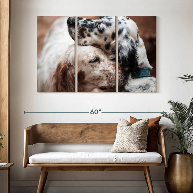 Brampt Cuddling English Setters, 32" H x 50" W