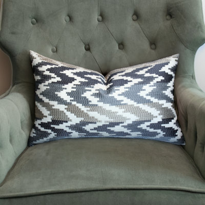 Ensemble de coussins décoratifs à motif graphique taupe bleu Thomas Collection®