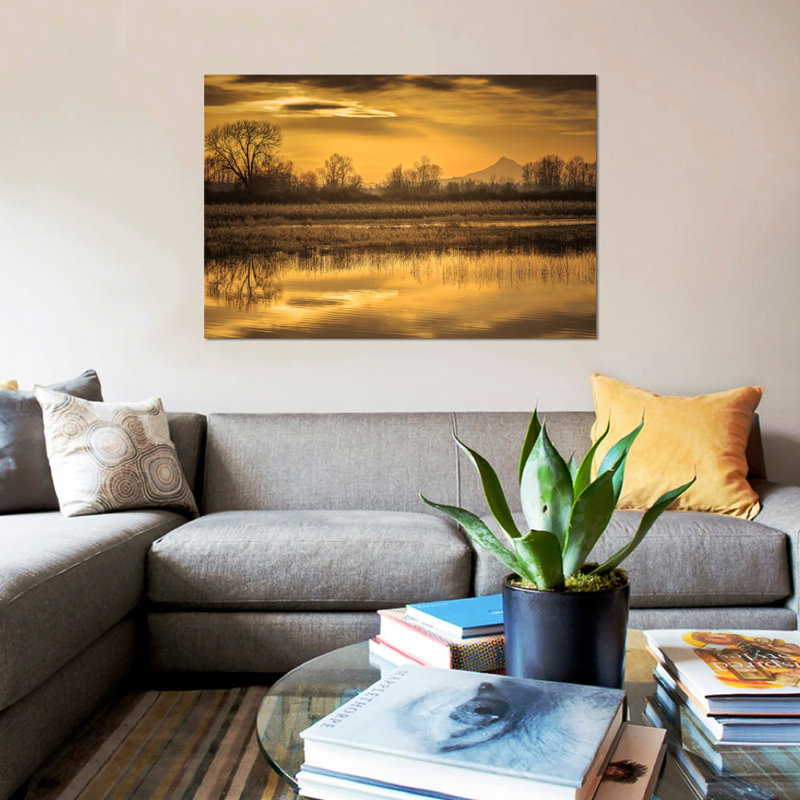 " Morning Unfolds " by Don Schwartz, 18" H x 26" W x 1.5" D, Black Framed Canvas