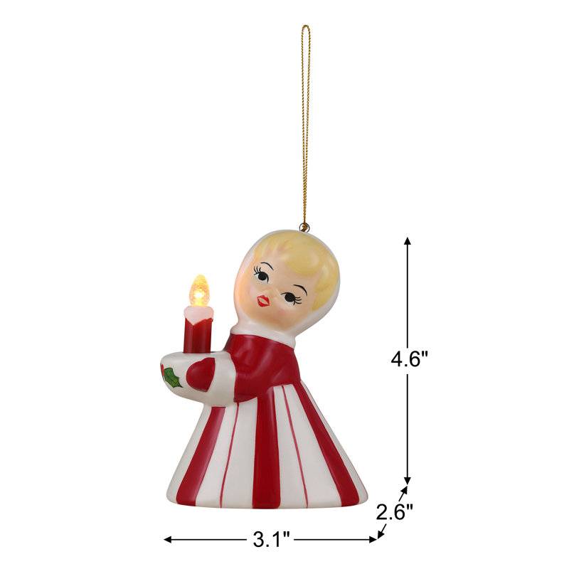 Hand-Painted Porcelain Christmas Ornament Set with LED Lights