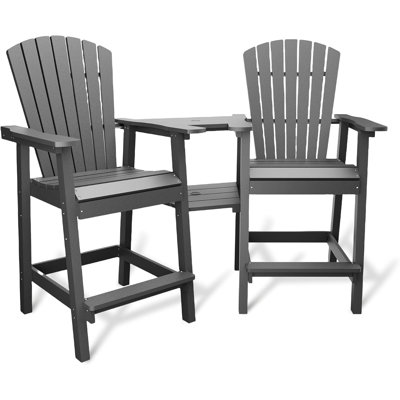 Outdoor Poly Adirondack Barstools with Connecting Tray