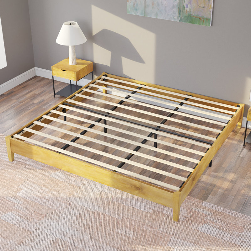 Rael Solid Wood Bed Frame with No Headboard, Natural, King