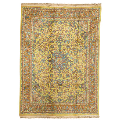 Hand Knotted Wool Area Rug in Gold