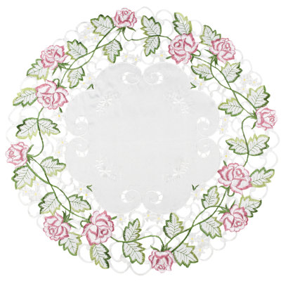 Donzae Pink Rose Table Topper/ Doily (22" Rd)