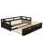 Wooden Extending Daybed with Trundle, Twin to King Daybed Frame with Solid Wood Slats, Space-Saving Guest Bed, Espresso-118487012
