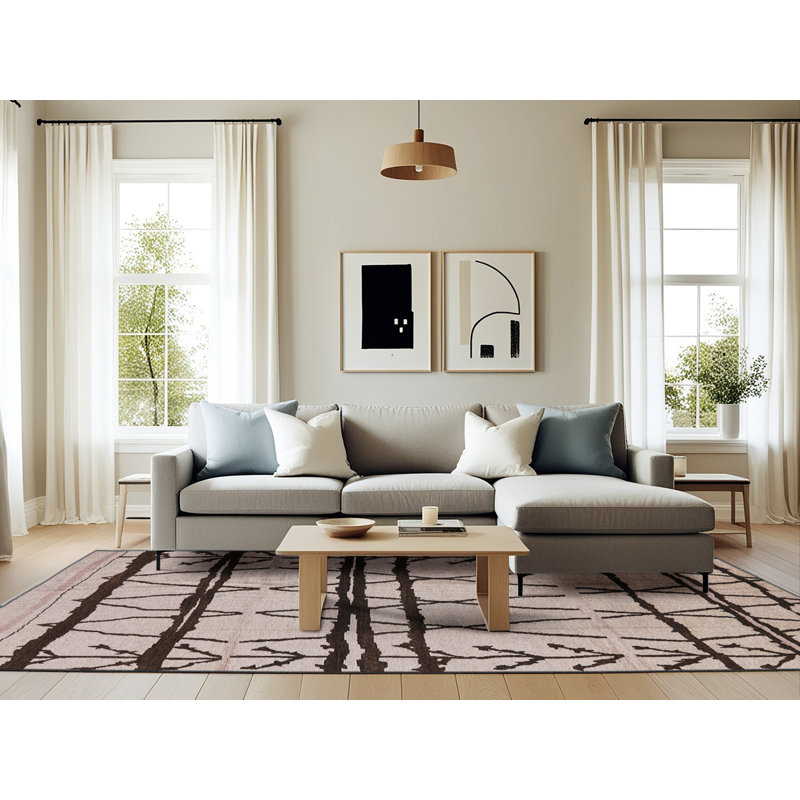 Tapis brun / gris Nyasia Southwestern, Rectangle 6 pi x 9 pi