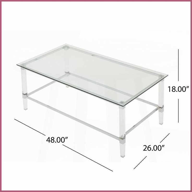 Verre trempé ultramoderne Table basse rectangulaire en acrylique - Large surface invisible pour le salon
