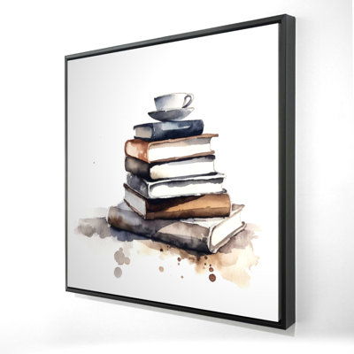 Livres caféinés - décor de toile encadrée argent minimaliste