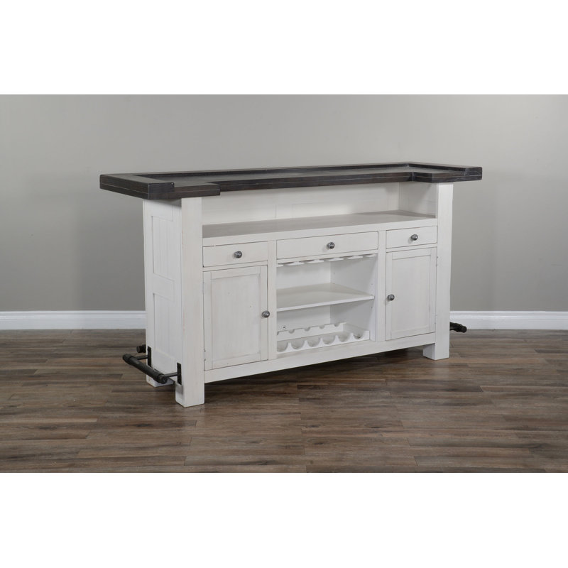 Hardin 78'' Home Bar, White/Dark Brown