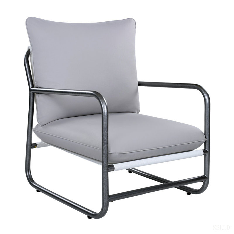 Fauteuil d'extérieur avec cadre en aluminium, fauteuil simple avec coussin amovible résistant à l'eau