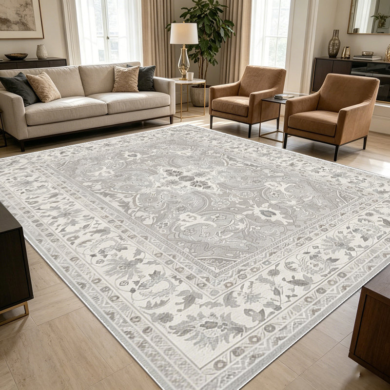 1PC Vintage Distressed Persian Neutral Floral area rugs for Living Room, Soft and Comfortable, Suitable for all seasons, easy-to-maintain, machine washable Indoor floor mat, Under Table Farmhouse suitable for dining room, bedroom, home office,