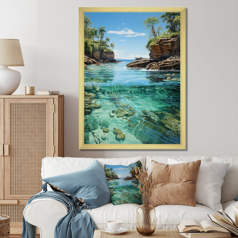 Paysage de rêve dominicain Caraïbes I - impression, H 40 po x l 30 po x P 1,5 po, Encadrement doré