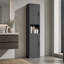 Colonne de rangement pour linge de salle de bain noire autoportante, armoire étroite de 170 cm de haut avec portes magnétiques réversibles et espace de rangement ouvert