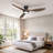 Jacara 52" Flush Mount Ceiling Fan with LED Light & Remote Black with Walnut-1381888551
