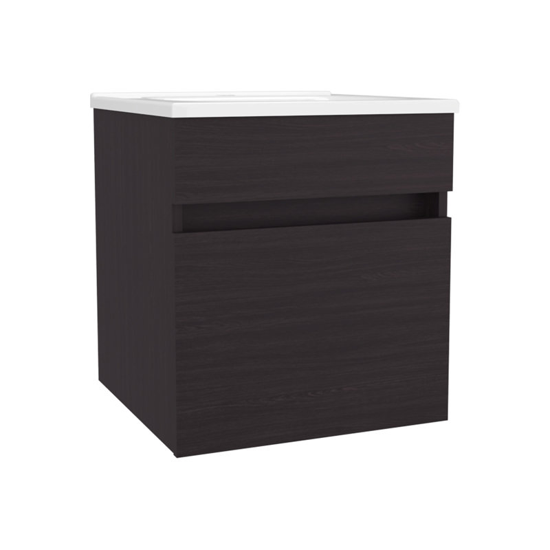 Meuble-lavabo flottant avec lavabo FM, 1 porte, wengue
