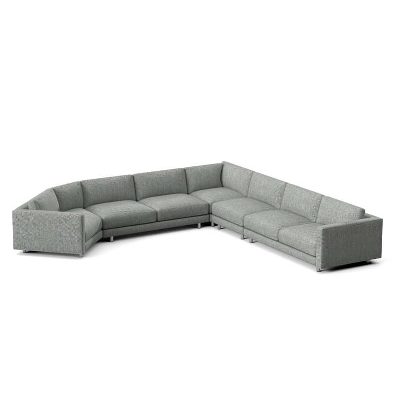 Avanni Patio Sectional with Sunbrella Cushions, Light Grey/Dark Grey Linen 6032-110, Silver