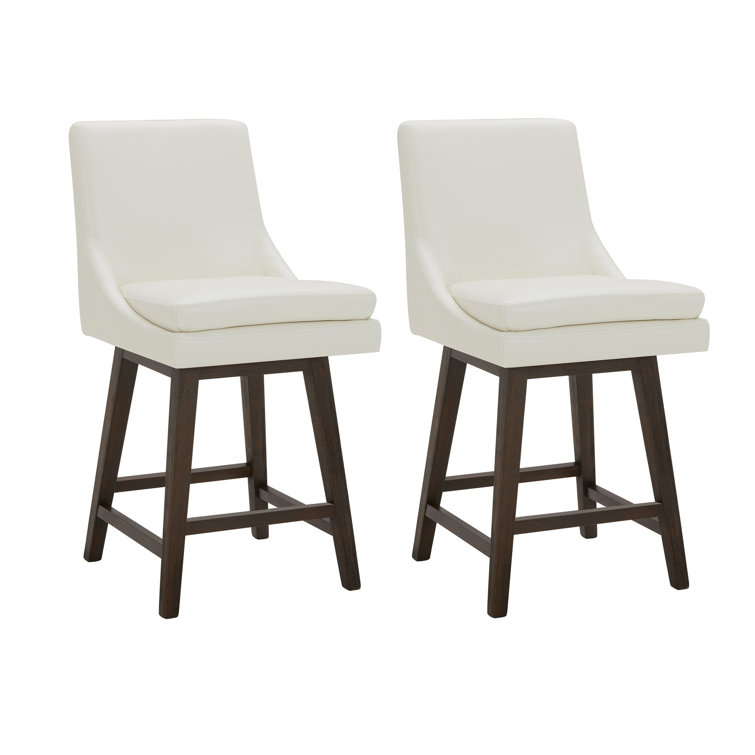 Aleksy Swivel Upholstered Counter Stool with Solid Wood Frame