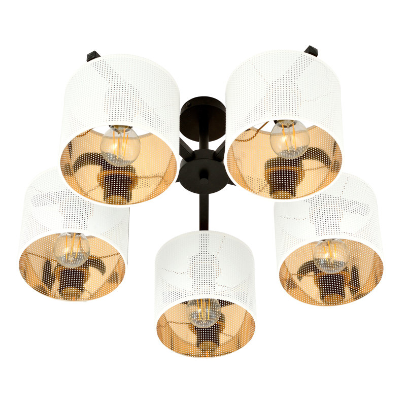 Gonsalez 4-Light 48cm Semi Flush Mount, White/Gold, 18cm H x 70cm W x 11cm D