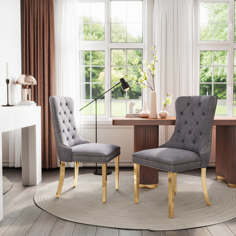 Chaise Parsons, Gris, Doré