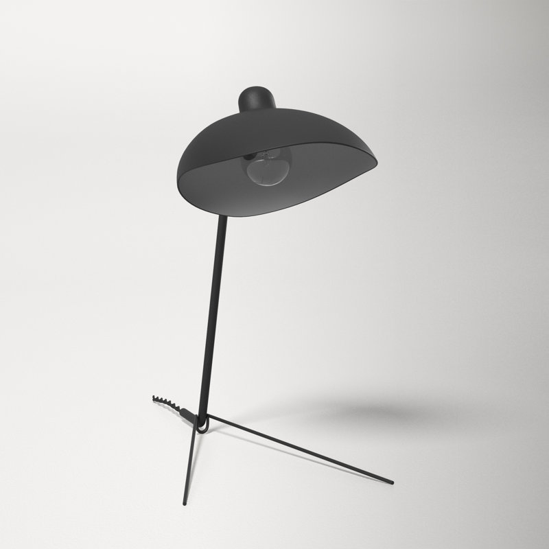 1-Light Black Table Lamp With A Black Aluminum Shade, Matte Black