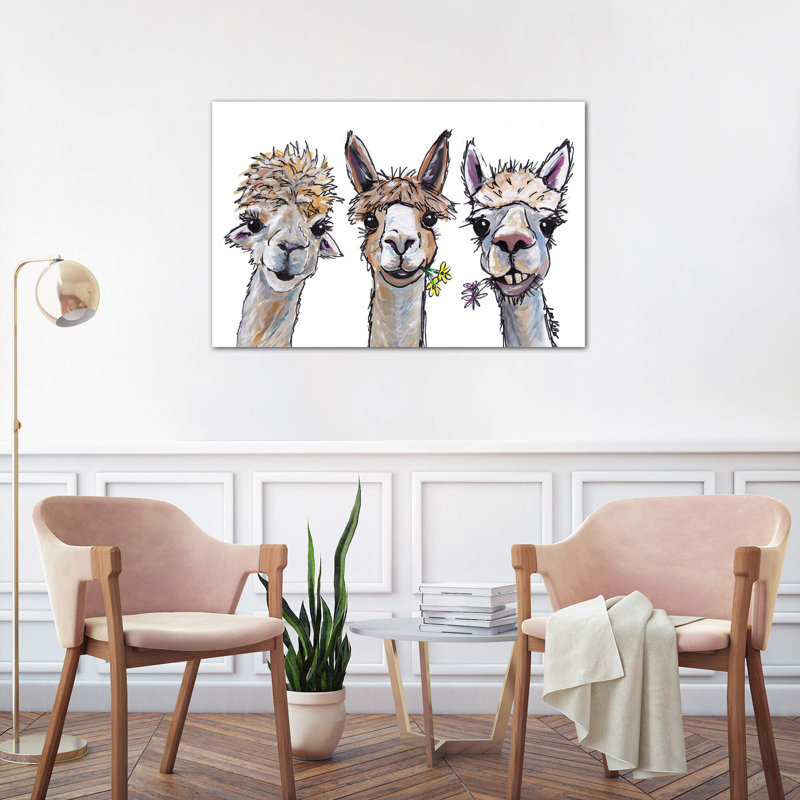 Alpacas Trio II - Wrapped Canvas Painting, 66.04 cm H x 45.72 cm W x 1.91 cm D