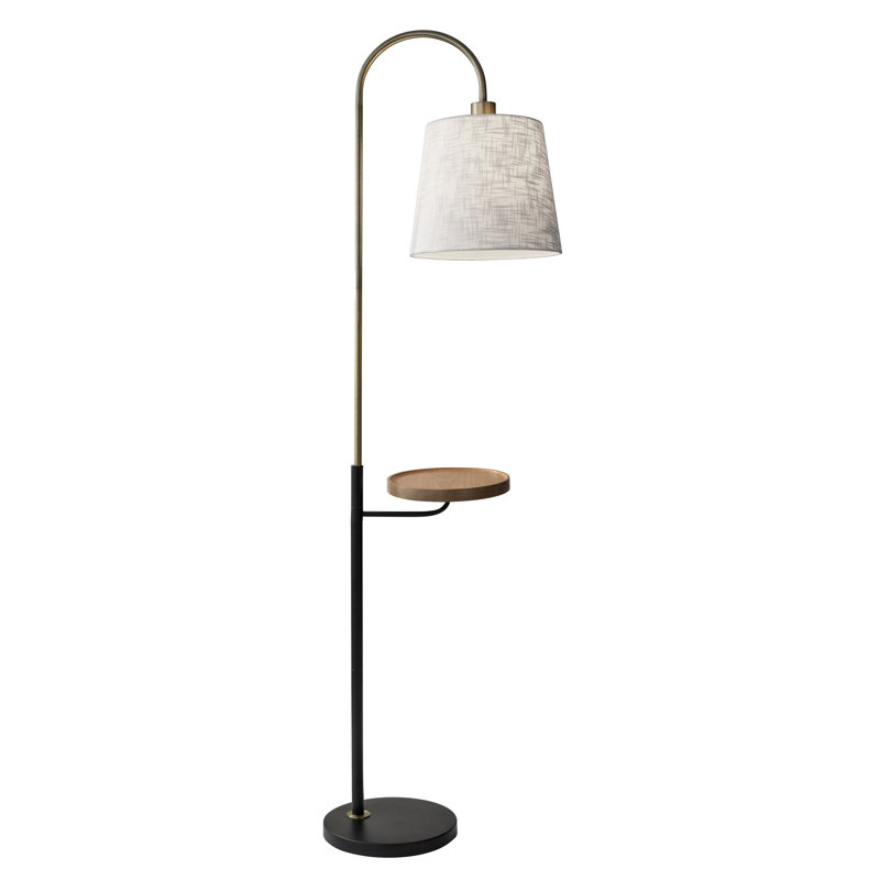 Varuna 65'' Natural/Antique Brass/Black Tray Table Floor Lamp with USB