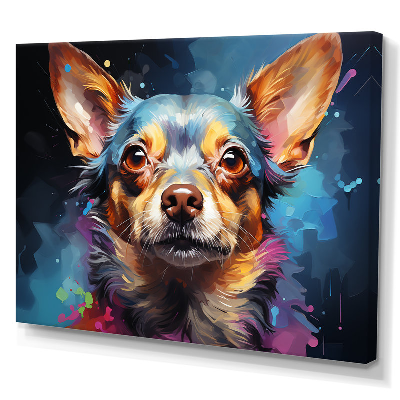 Chihuahua chic - décoration murale chien, L 32 po x H 24 po x P 1 po, Toile tendue