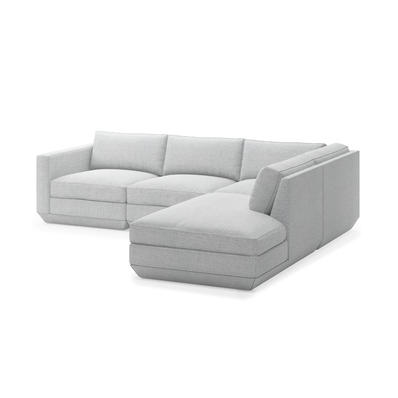 Podium Modular Sectional, Bayview Silver Performance Twill