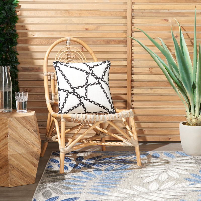 Geometric Outdoor Throw Pillow, Black